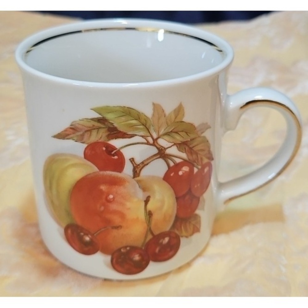 Vintage Mug called "Harvest Fruit" Peaches, Cherries and Made in Western Germany